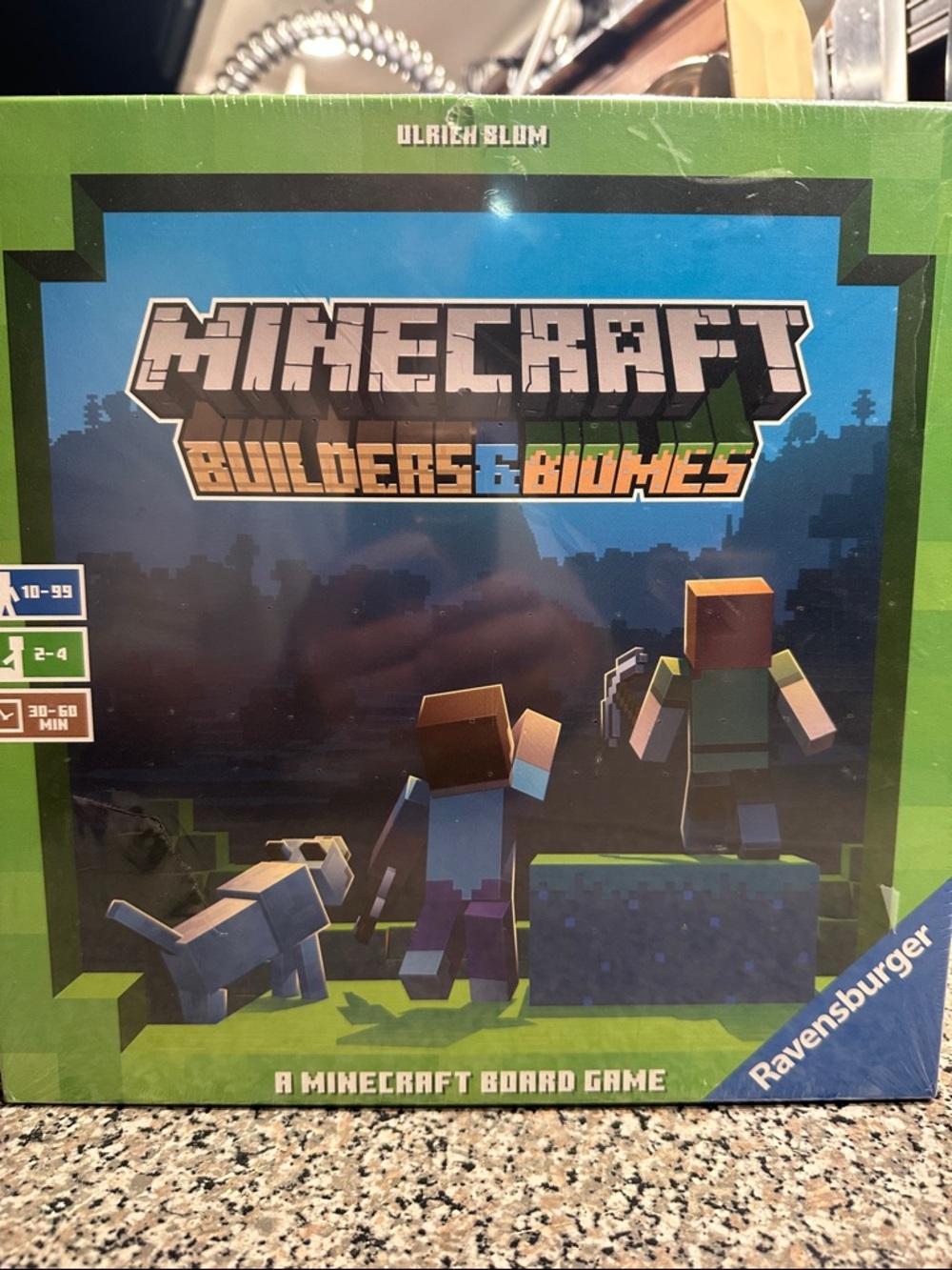 Ravensburger Minecraft Builders & Biomes Board Game - Green & Blue Box Art
